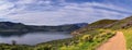 Deer Creek Reservoir Dam Trailhead hiking trail  Panoramic Landscape views by Heber, Wasatch Front Rocky Mountains. Utah, United S Royalty Free Stock Photo