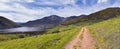 Deer Creek Reservoir Dam Trailhead hiking trail  Panoramic Landscape views by Heber, Wasatch Front Rocky Mountains. Utah, United S Royalty Free Stock Photo