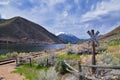Deer Creek Reservoir Dam Trailhead hiking trail  Panoramic Landscape views by Heber, Wasatch Front Rocky Mountains. Utah, United S Royalty Free Stock Photo