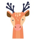 Deer cute animal baby face vector illustration. Hand drawn style nursery character. Scandinavian funny kid design Royalty Free Stock Photo