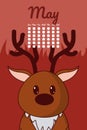 Deer cute calendar cartoon