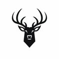 Abstract Stag Head Logo Illustration In Black And White