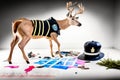 Deer Detective on the Case: In Full Uniform, Investigating a Crime Scene with Advanced Tech