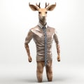 Wooden Deer In Business Suit - 3d Rendered Artwork