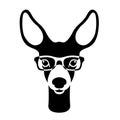 Deer face head glasses vector illustration flat style front