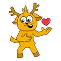 Deer fall in love on valentine`s day, doodle icon image kawaii