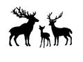 Deer family. Silhouettes of animals Royalty Free Stock Photo