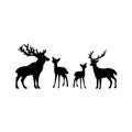 Deer family. Silhouettes of animals. Royalty Free Stock Photo