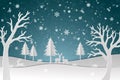 Deer family with winter snow in the night,Happy new year and Merry Christmas on paper art design Royalty Free Stock Photo