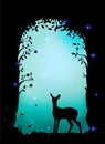 Deer, fawn in the forest, fairy cave,