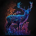 Deer in the forest. Illustration in stained glass style.