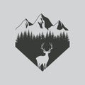 Deer in forest logo design. Vector illustration. Isolated. Royalty Free Stock Photo