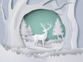 Deer in forest with snow in the winter season and Christmas Royalty Free Stock Photo