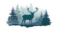 Deer in Forest Wilderness, vector design Generative AI Royalty Free Stock Photo