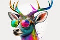 Deer Full Shot Punk Colorful Chromies. Generative AI