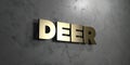 Deer - Gold sign mounted on glossy marble wall - 3D rendered royalty free stock illustration