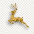 Deer with Golden sparkles on transparent background. Vector illustration