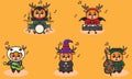Vector illustration of Deer Halloween music band Royalty Free Stock Photo