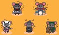 Vector illustration of Mouse Halloween music band Royalty Free Stock Photo