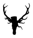 Deer head with antlers vector silhouette illustration isolated on white background. Reindeer, proud Noble Deer male trophy. Royalty Free Stock Photo