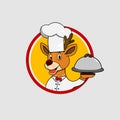 Deer Head Circle Label With Food and Chef Custom Royalty Free Stock Photo