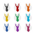 Deer head color icon set isolated white background Royalty Free Stock Photo
