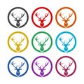 Deer head color icon set isolated white background Royalty Free Stock Photo