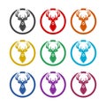 Deer head color icon set isolated on white background Royalty Free Stock Photo