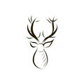 Deer head contour silhouette with large antlers Royalty Free Stock Photo