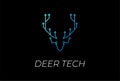 Deer Head with Electronic Circuit for Smart Tech Logo Design