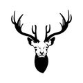 Deer head. Forest landscape between the horns. The concept of protection of wildlife. Vector illustration