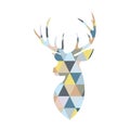 Deer head formed by triangular multicolored shapes. Royalty Free Stock Photo