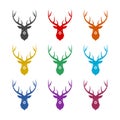 Deer head and horns icon isolated on white background, color set Royalty Free Stock Photo