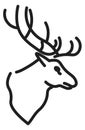 Deer head icon. Hunting animal linear portrait