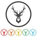 Deer head icon isolated on white background, color set Royalty Free Stock Photo