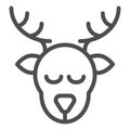 Deer head line icon. Christmas deer vector illustration isolated on white. Moose head outline style design, designed for Royalty Free Stock Photo