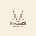 Deer head long horn colored vintage logo design vector graphic symbol icon illustration creative idea