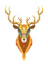 Deer head lowpolygon geometric pattern vector eps10 on winter ba Royalty Free Stock Photo