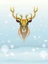 Deer head lowpolygon geometric pattern vector eps10 on winter ba Royalty Free Stock Photo
