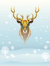 Deer head lowpolygon geometric pattern vector eps10 on winter ba