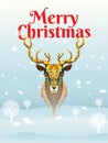 Deer head lowpolygon geometric pattern vector eps10 on winter ba Royalty Free Stock Photo