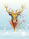 Deer head lowpolygon geometric pattern vector eps10 on winter ba Royalty Free Stock Photo