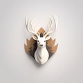 Minimalist Deer Head Logo With Leafy Background