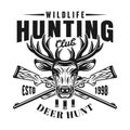 Deer head and rifles vector hunting club emblem Royalty Free Stock Photo