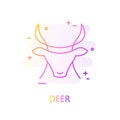 Deer head silhouette in color line style. Vector