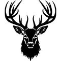 Deer Head Silhouette Hand Drawn Vector Illustration. Elk Symbol Graphic Element Royalty Free Stock Photo