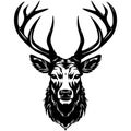 Deer Head Silhouette Hand Drawn Vector Illustration. Elk Symbol Graphic Element Royalty Free Stock Photo