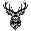 Deer Head Silhouette Hand Drawn Vector Illustration. Elk Symbol Graphic Element Royalty Free Stock Photo