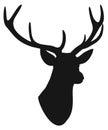 Deer head silhouette isolated on white background. Vector illustration. Royalty Free Stock Photo