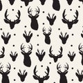 Deer head silhouette seamless pattern . Vector seamless pattern.